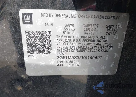 2019 Cadillac Xts Luxury z USA, uszkodzony, nr VIN 2G61M5S32K9140401